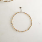 Mixed Metal Tennis Bracelet, Bezel Tennis Bracelet, Two Tone Jewelry, Beaded Bracelet, Diamond Bracelet, Stackable Bracelet, Gift for Her