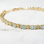 Aquamarine and CZ Bracelet, Tennis Bracelet, March Birthstone, Aquamarine Bracelet, Aquamarine Jewelry