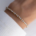 Mixed Metal Tennis Bracelet, Bezel Tennis Bracelet, Two Tone Jewelry, Beaded Bracelet, Diamond Bracelet, Stackable Bracelet, Gift for Her