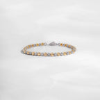 Mixed Metal Tennis Bracelet, Bezel Tennis Bracelet, Two Tone Jewelry, Beaded Bracelet, Diamond Bracelet, Stackable Bracelet, Gift for Her
