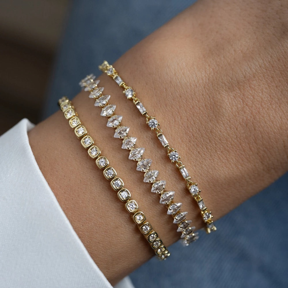 Handmade Tennis Bracelet, Gold Tennis Bracelet, Cubic Zirconia Tennis Bracelet, Dainty Bracelet, Diamond Bracelet, Gift