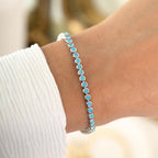 Turquoise Tennis Bracelet, Turquoise Jewelry, Gemstone Bracelet, Gift for Her, Gold Bracelet, Silver Bracelet, Turquoise