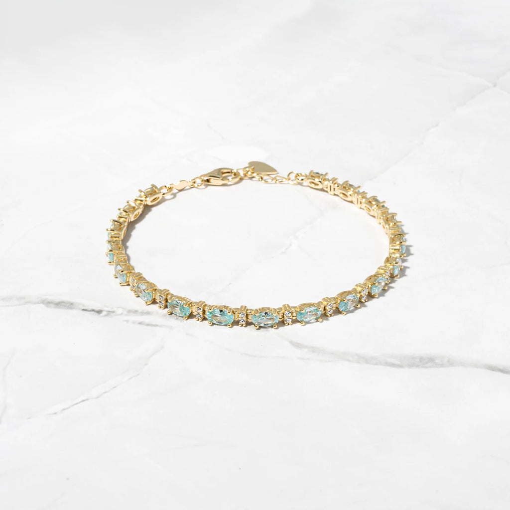 Aquamarine and CZ Bracelet, Tennis Bracelet, March Birthstone, Aquamarine Bracelet, Aquamarine Jewelry