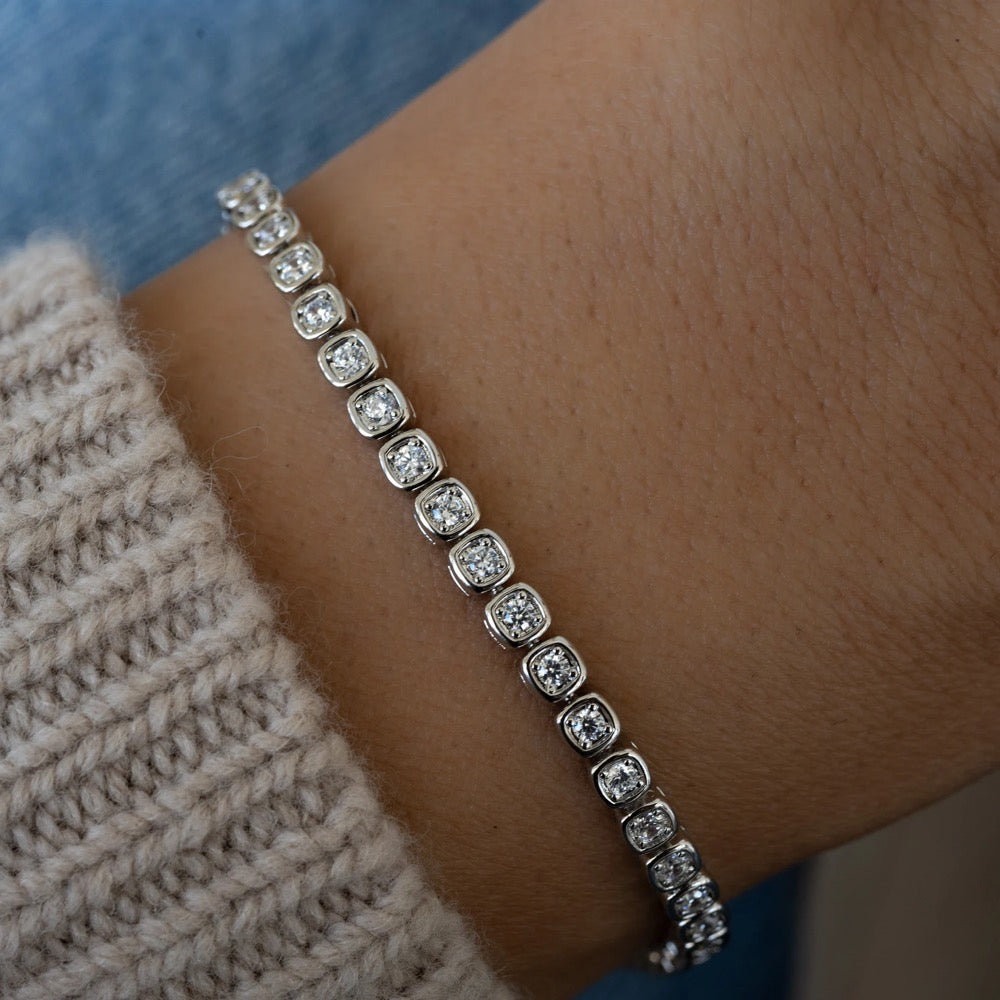 Handmade Tennis Bracelet, Gold Tennis Bracelet, Cubic Zirconia Tennis Bracelet, Dainty Bracelet, Diamond Bracelet, Gift