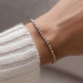 Mixed Metal Tennis Bracelet, Bezel Tennis Bracelet, Two Tone Jewelry, Beaded Bracelet, Diamond Bracelet, Stackable Bracelet, Gift for Her